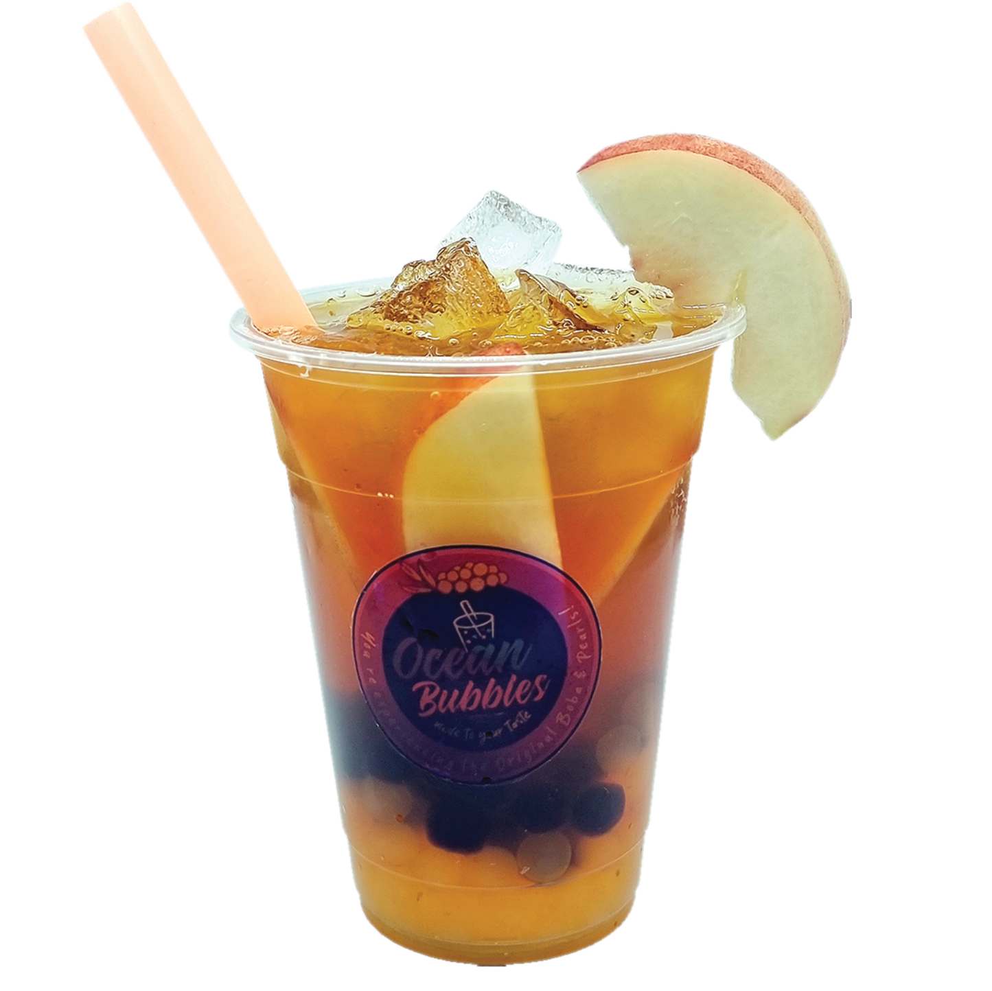 Peach Iced Boba Tea