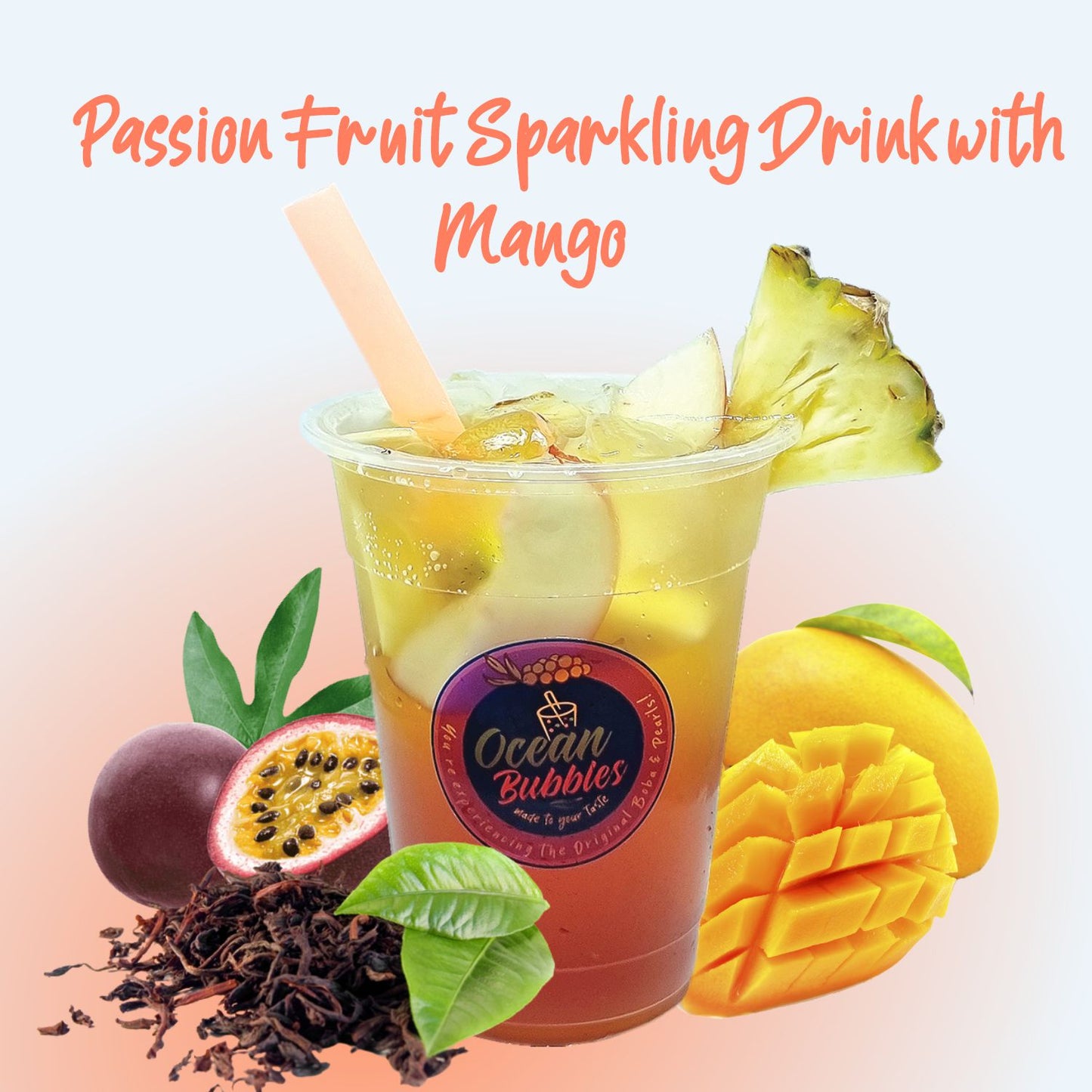 Passion Fruit Sparkling Drink with Mango